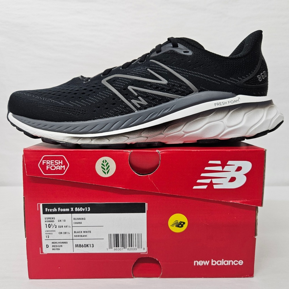 New Balance Fresh Foam X 860v13 Running Shoes M860K13 Black White Men Size 10.5